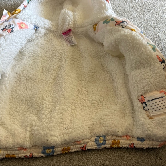 Disney Kids Puffer Jacket - Cream with Floral and Character Print - Picture 6 of 10